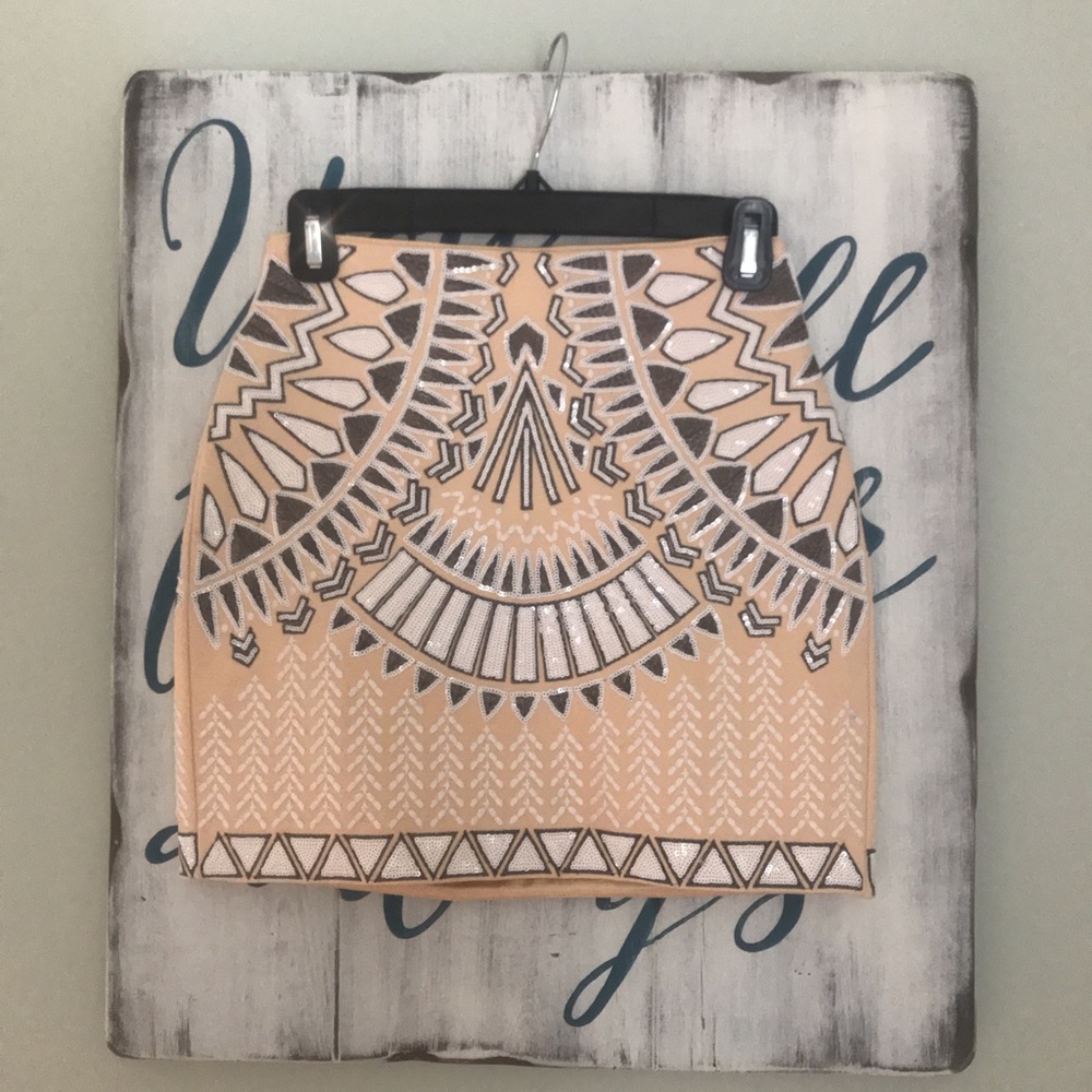 Bebe Embellished geometric mini skirt size XS NWT
